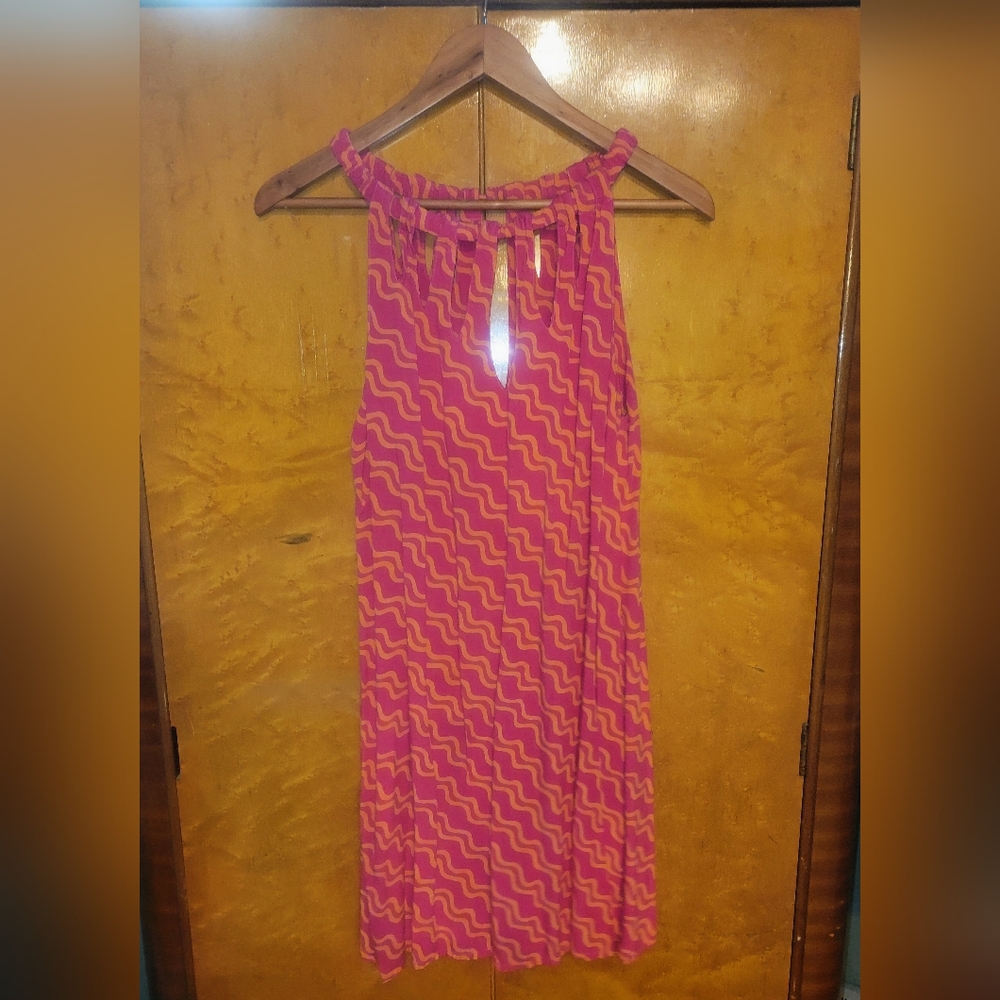 Kiki Pink and Orange Patterned Women's Dress 100% Rayon